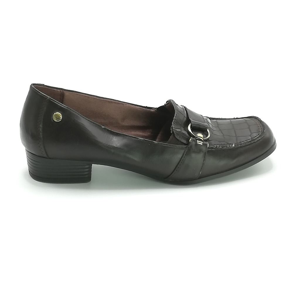 Life Stride Shoes Womens‎ Loafer Brahama Faux Alligator Croc Brown Comfort 7.5